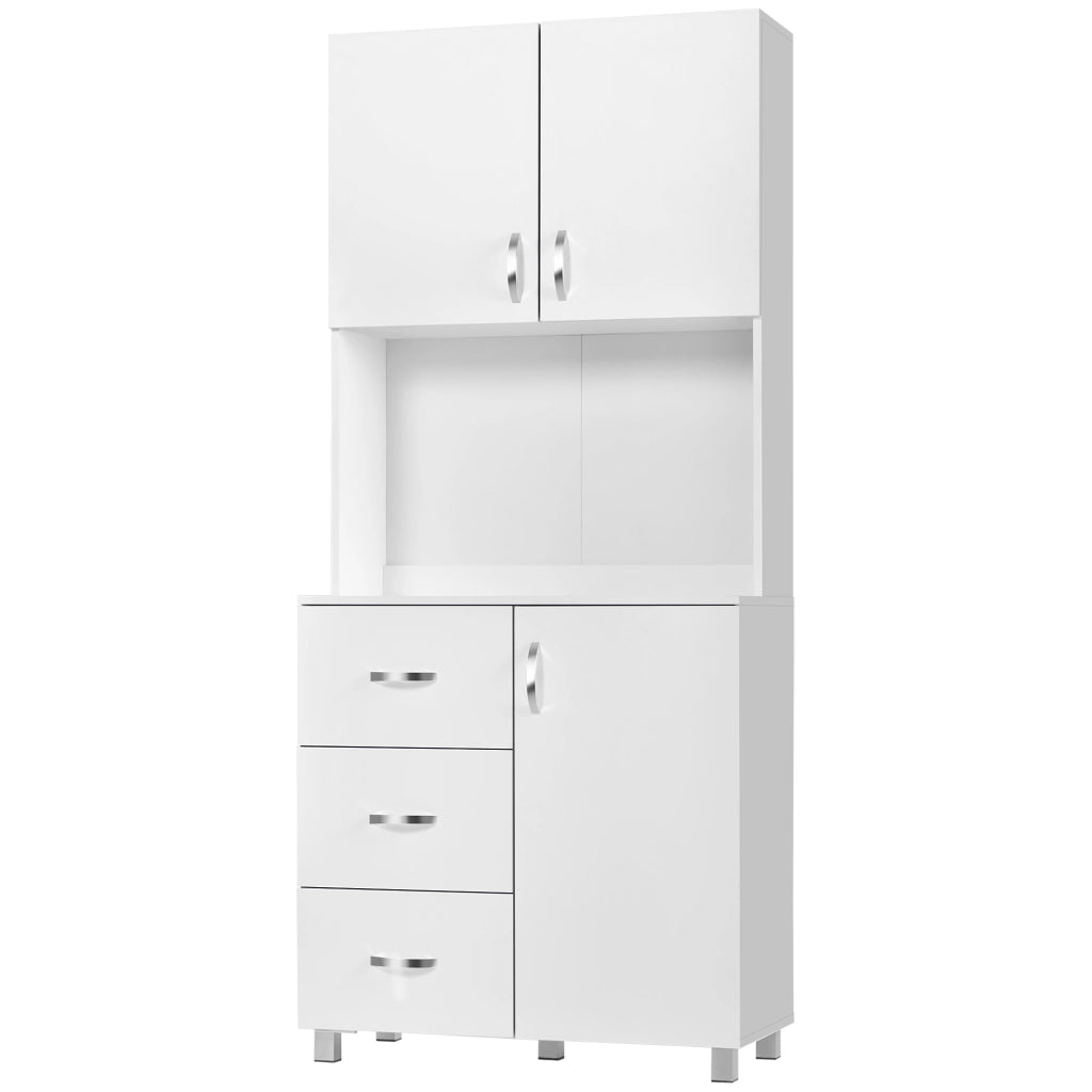 Credenza Moderna Bianco ¨C Xylo ¨C Legno, 2 Ante, 3 Cassetti, Mensole Regolabili, 80x39.5x183.5cm