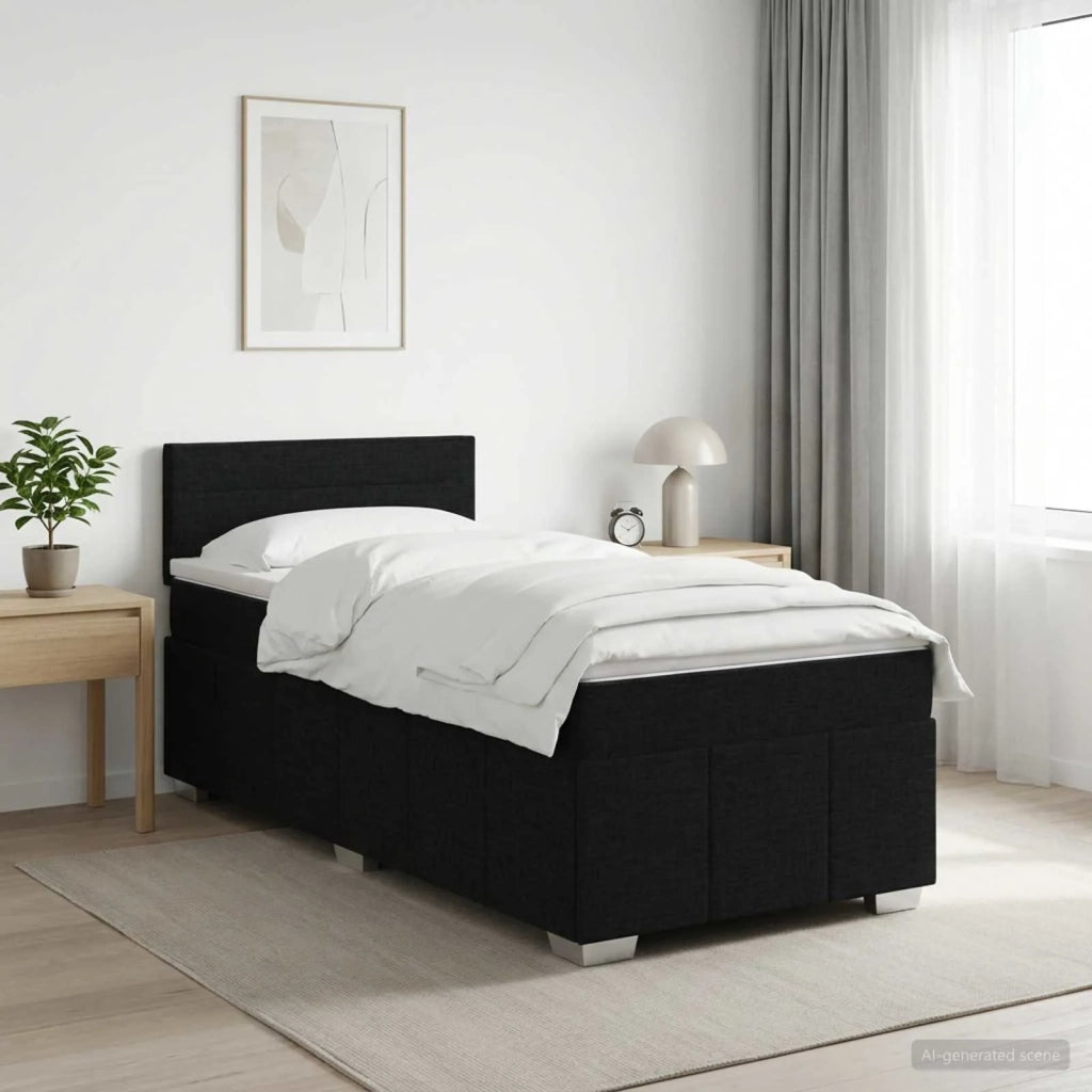 Letto box spring con materasso Nero 80 x 200 cm Tessuto 3451075