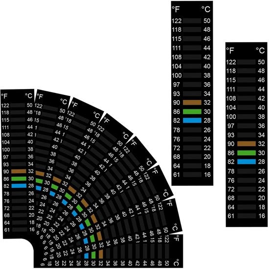 Set di termometro acquario a 10 pezzi - Striscia di temperatura autoadesiva - Visualizzazione digitale della temperatura - Materiale PET/LCF - 16-50°C - Facile da leggere
