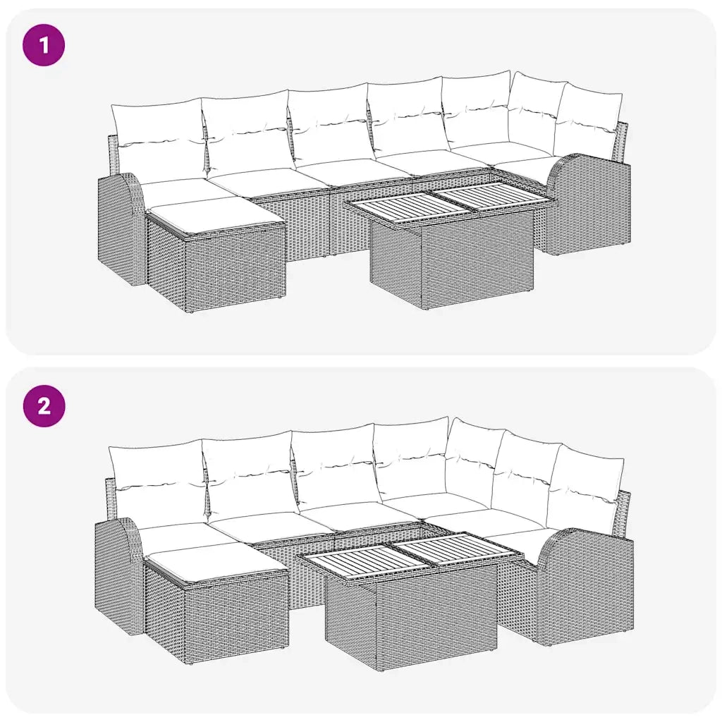 Set Divano da Giardino con cuscino 8 pcs Grigio 3349614