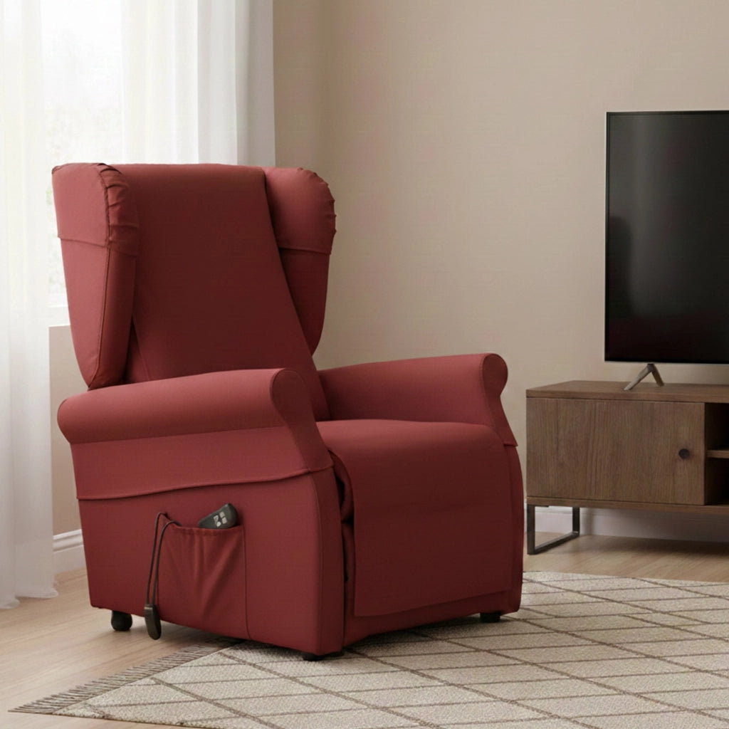 Poltroncina Treia, Poltrona Sfoderabile Made in Italy, 75x84x107h cm Rosso Bordeaux
