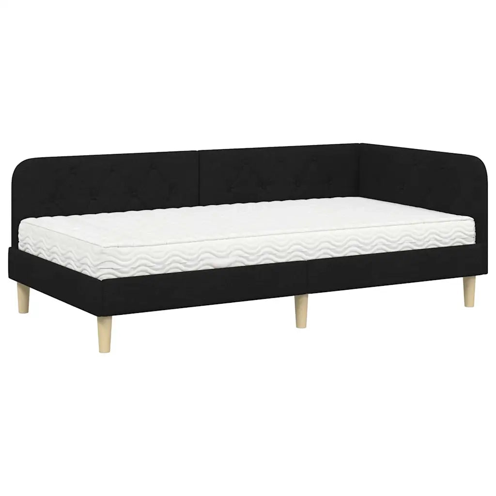 Cornice del letto ad angolo Nero 90 x 200 cm Tessuto