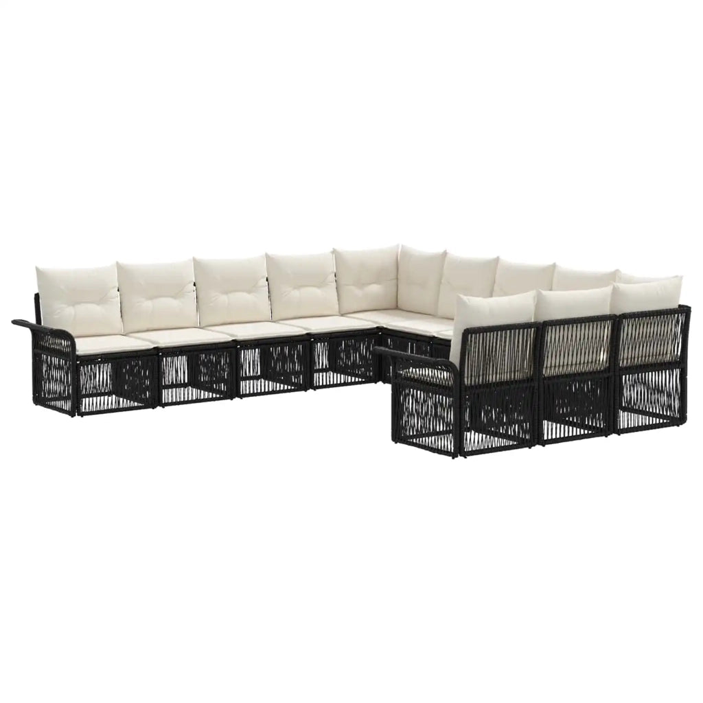 Set Divano da Giardino 11 pz Nero polyrattan 3434968