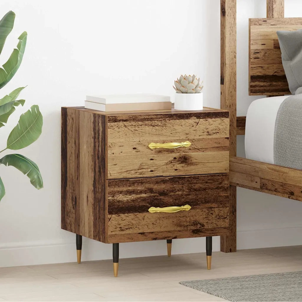 Set di 2 Comodini | Armadio da Notte | Mobiletto da notte Legno vecchio 40 x 35 x 47,5 cm