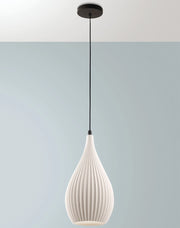 Lampada a Sospensione Lisa in Metallo e Plastica Vegetale - Bianco, Attacco E27, Struttura Elegante e Sostenibile, IP20, 230V - Linea Design