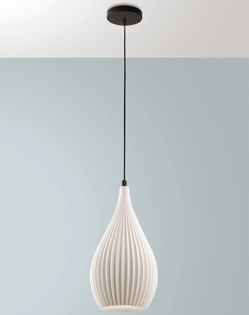 Lampada a Sospensione Lisa in Metallo e Plastica Vegetale - Bianco, Attacco E27, Struttura Elegante e Sostenibile, IP20, 230V - Linea Design
