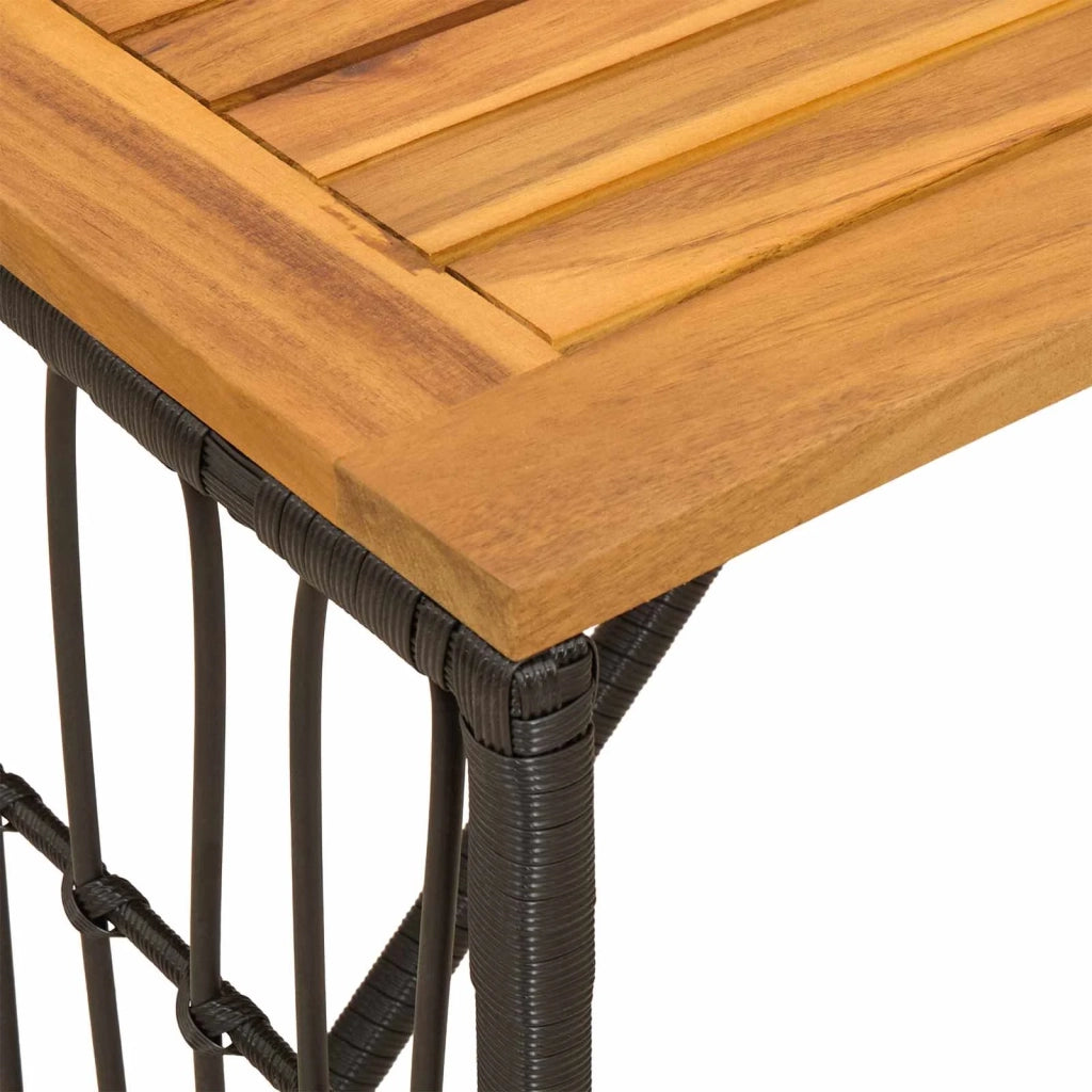 Tavolo da Esterno Nero 80 x 40 x 40 cm Acciaio e Polyrattan 42025145