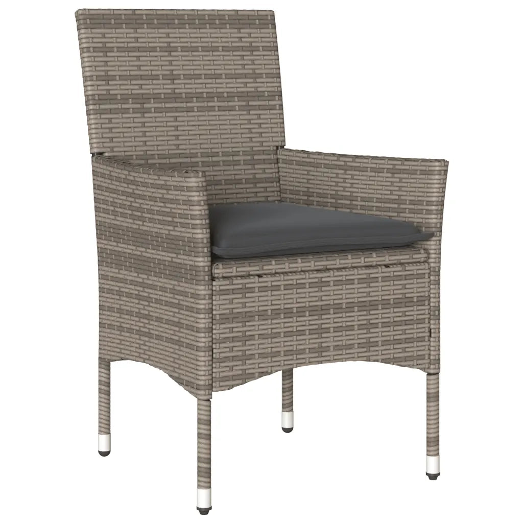 Set da Pranzo da Giardino 3pz con Cuscini in Polyrattan e Vetro 3278555