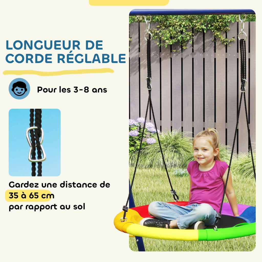 Set Gioco Giardino 6 in 1 con Altalene, Canestro e Reticolato ¨C Minimal ¨C Multicolore