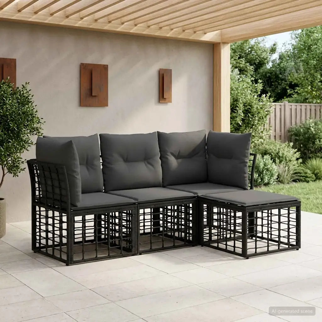 Set di divani da esterno Nero Poliestere 3437455