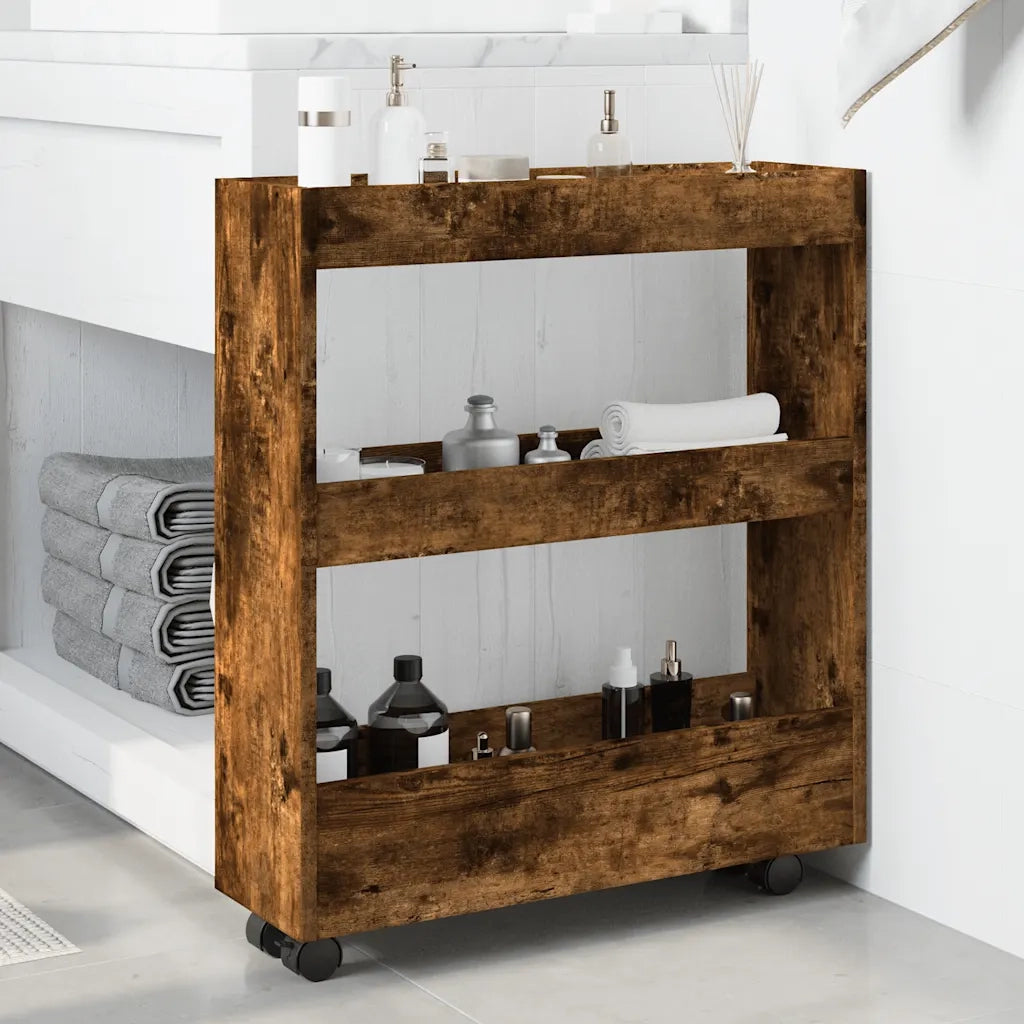 Carrello Stretto a 3 Livelli Rovere Fumo in Truciolato CFW2696025