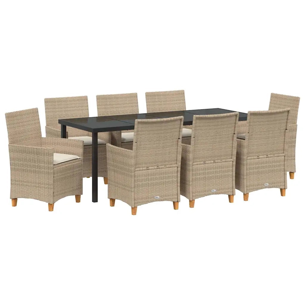 Set da Pranzo per Giardino 9 pcs Beige polyrattan 3381085