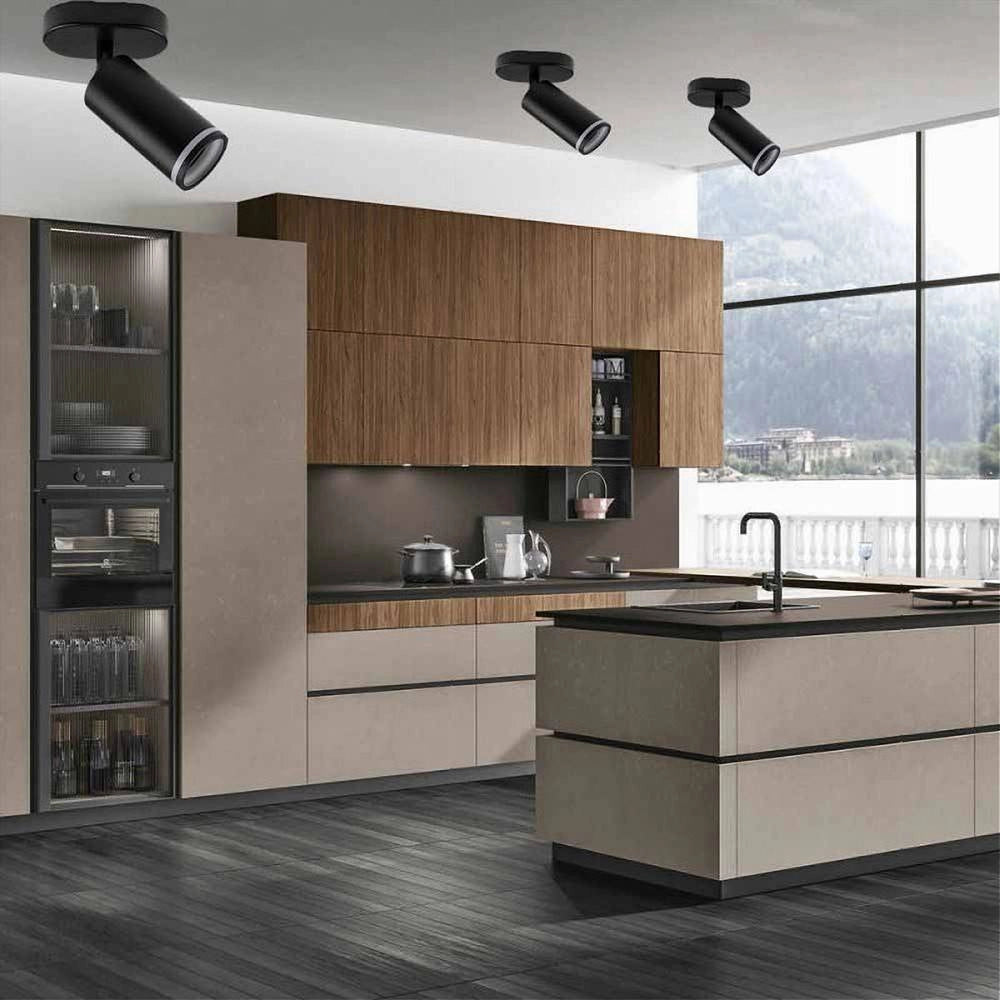 Trade Shop - Applique Plafoniera Orientabile Da Soffitto Parete 1 Diffusore Lampada Gu10 Ts-1 - Nero