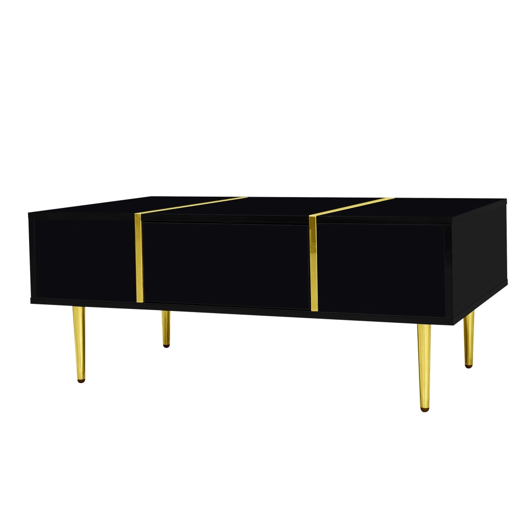 Tavolino moderno - Zephmum- Nero lucido con 2 cassetti
