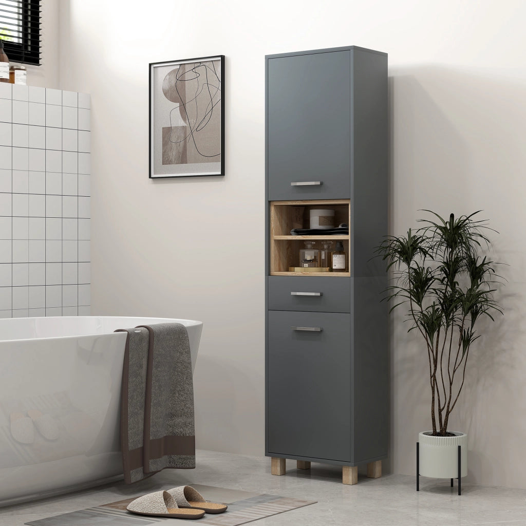 Colonna Bagno con Ante e Cassetto ¨C Minimal ¨C Grigio 60x30x