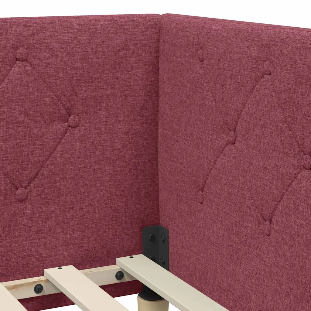 Cornice del letto ad angolo Rosso Vino 90 x 190 cm Tessuto 3394112