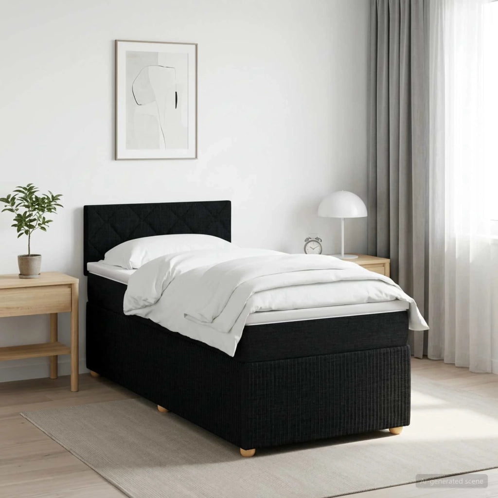 Letto box spring con materasso Nero 100 x 200 cm Tessuto 3451407