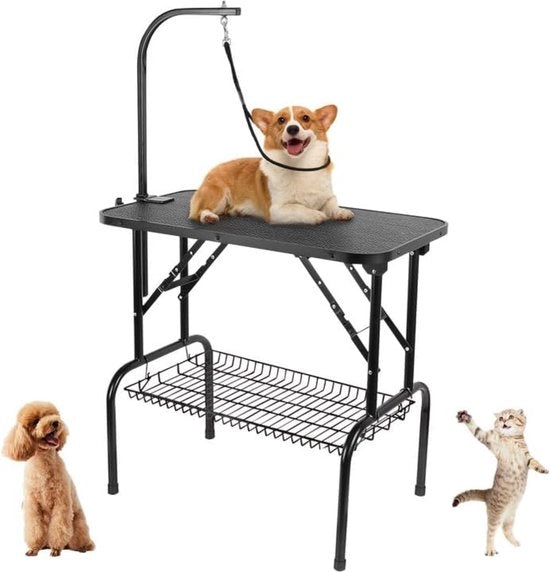 Tavolo di taglio per cani - Inclinabile - 80x46x76 - Nero