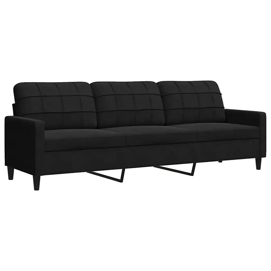 Set di Divani 3 pz con Cuscini e Rinforzi Nero in Velluto 3278506