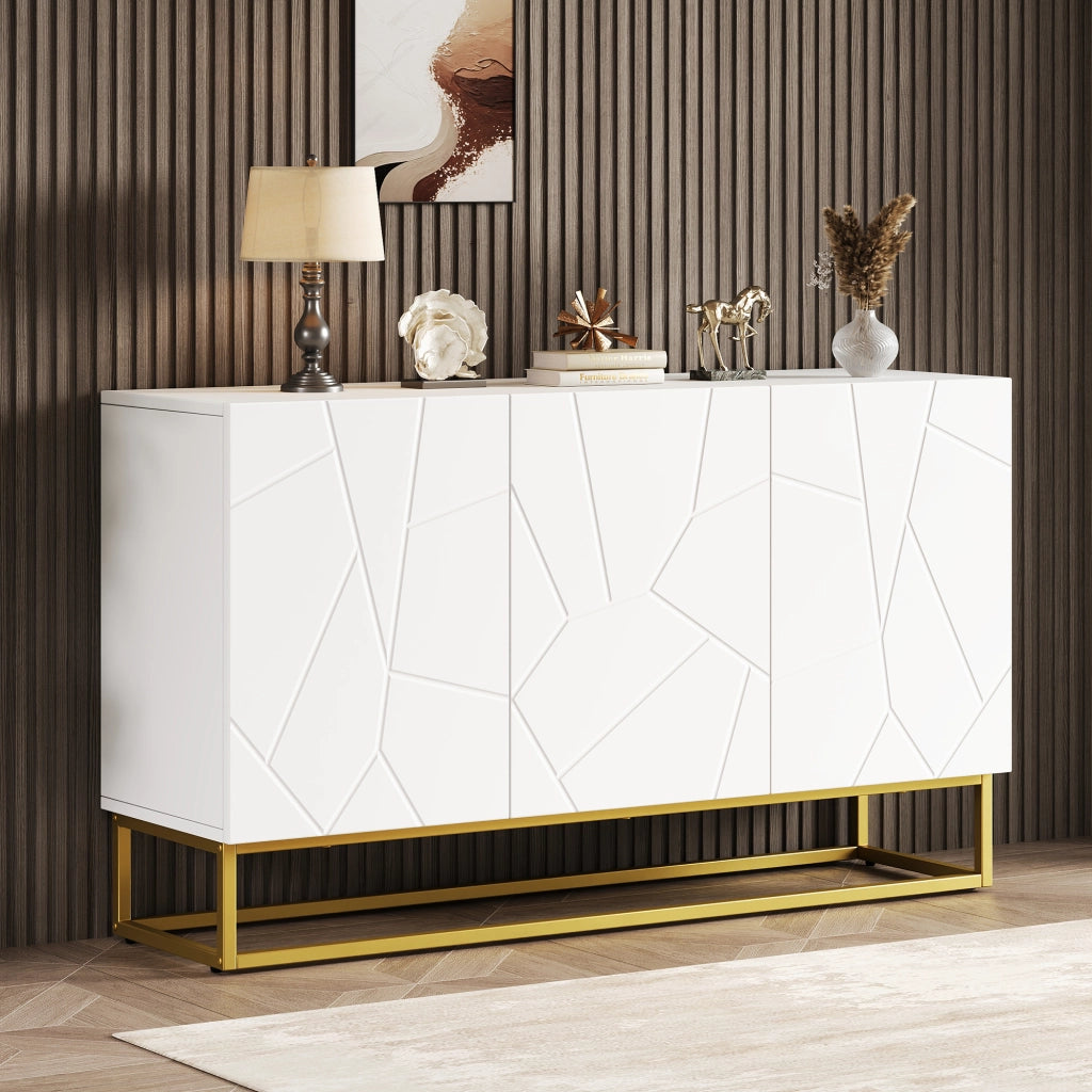 Credenza lucida moderna - Zephmum- 130 cm, 4 scomparti