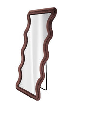 Specchio Arredamento Casa con Cornice in Velluto Marrone 73 x 178 cm