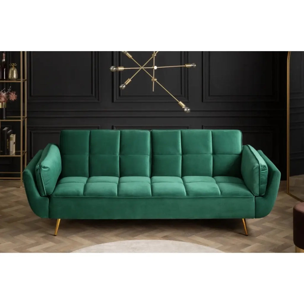 Divano dritto NEVISI verde smeraldo – Divano scandinavo trasformabile in velluto
