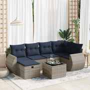 Set Divani da Giardino 7 pz con Cuscini Grigio in Polyrattan 3325597