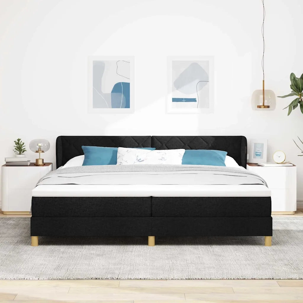 Letto a molle con materasso Nero 200 x 200 cm Tessuto 3340299