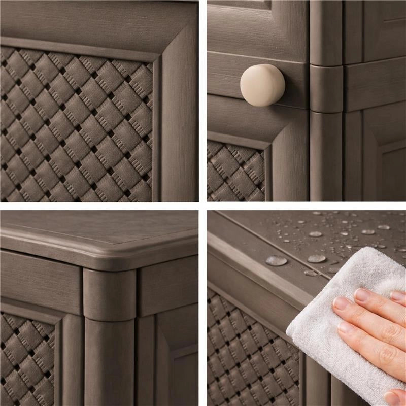 ARMADIO 2 MODULI CON ANTA TRAFORATA WENGÉ 79X43X85,5 CM – MOBILE CONTENITORE MULTIUSO PER SALOTTO E BALCONE
