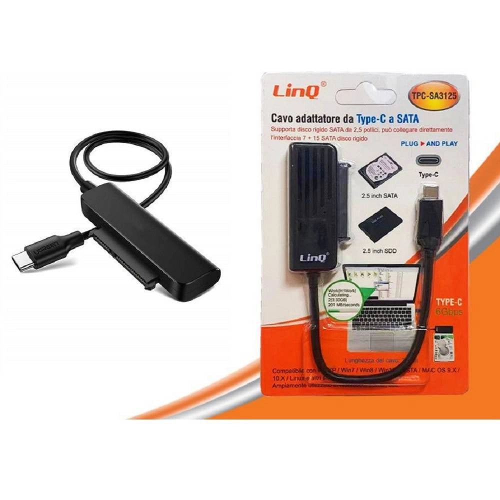 Trade Shop - Convertitore Adattatore Da Hard Disk Usb Type-c A Sata A 15pin 2,5" Hdd Tpc-sa3125 -