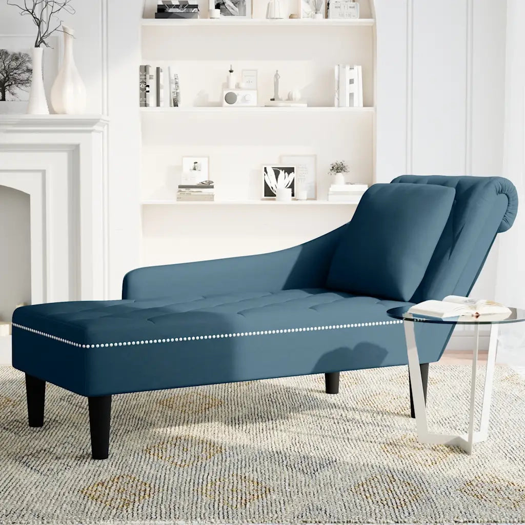Sdraio con Cuscino e Bracciolo Destro in Velluto Blu 4009771