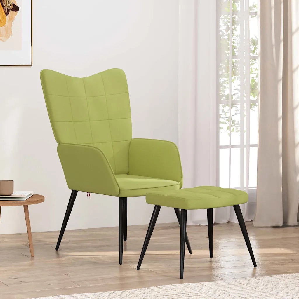 Sedia Relax con Sgabello Verde in Tessuto 327957