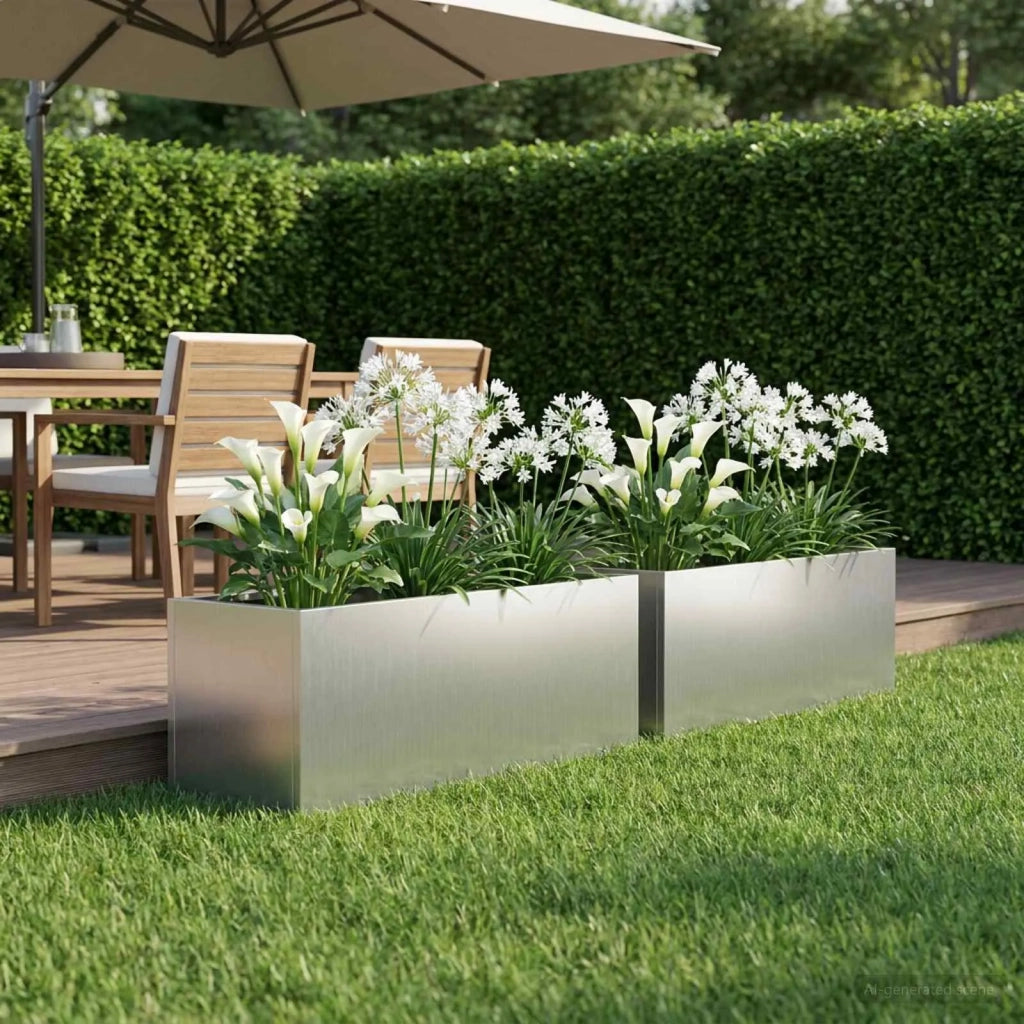 Vaso da giardino 2 pz Argento 60 x 20 x 20 cm Acciaio zincato 8005159