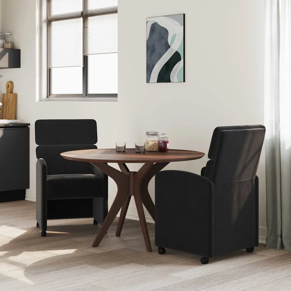 Sedie da Pranzo con Ruote 2 pcs Nero 58 x 65 x 98 cm Velluto 42017880