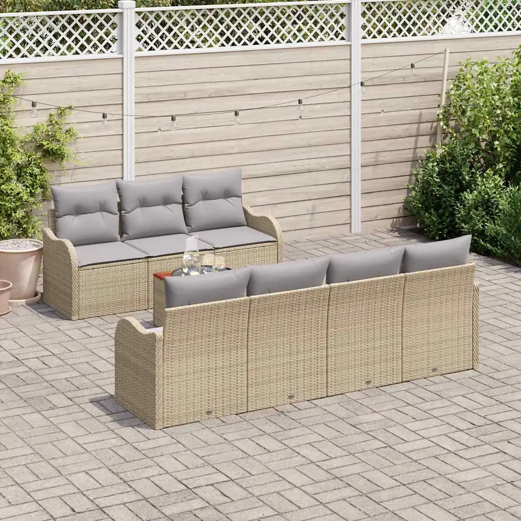 Set Divano da Giardino 8 pcs Beige e Grigio Chiaro polyrattan 3356082