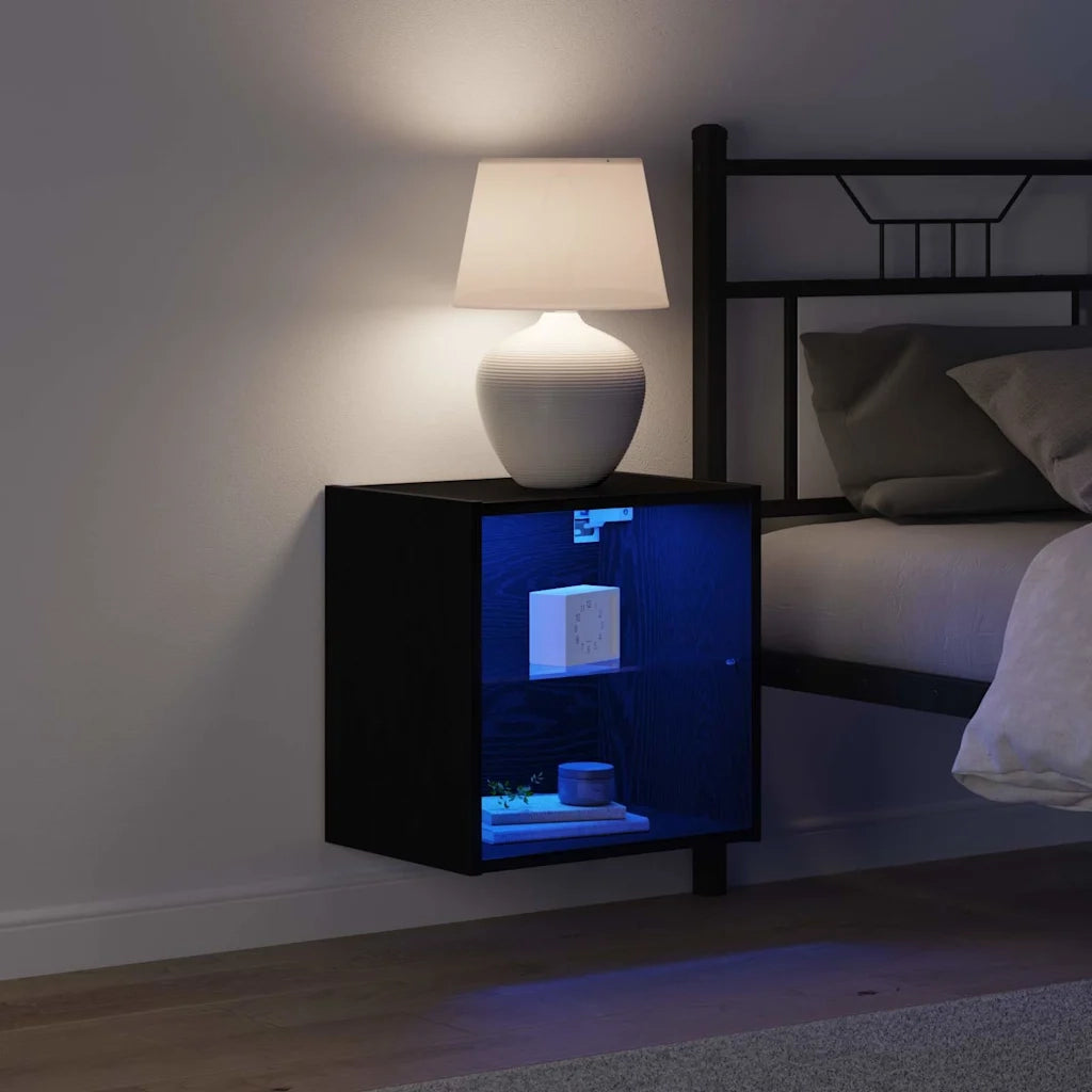 Mensola galleggiante con luce LED Nero 40 x 28,5 x 40 cm 863094