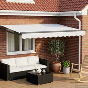 Tenda retrattile manuale con LED-Tenda parasole per balcone Bianco e Antracite 3 x 2,5 m