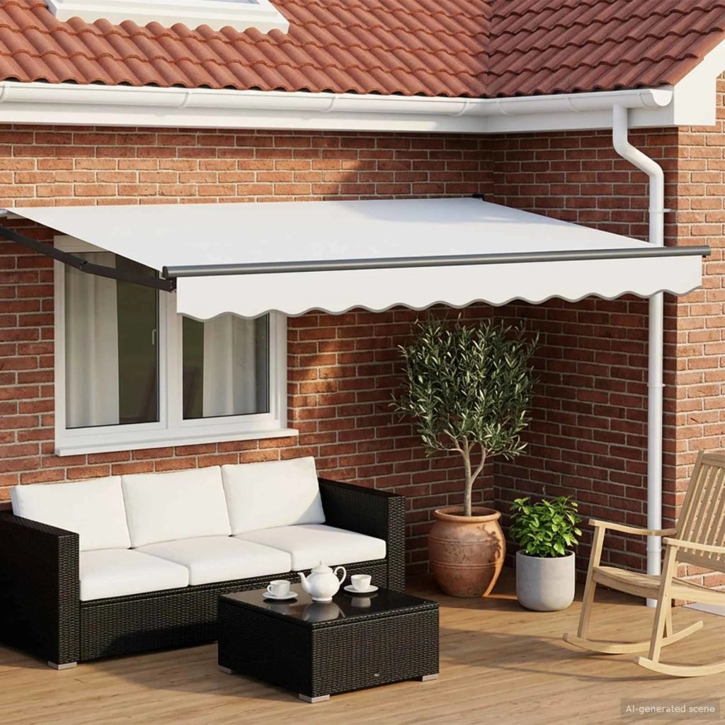 Tenda retrattile manuale con LED-Tenda parasole per balcone Bianco e Antracite 3 x 2,5 m