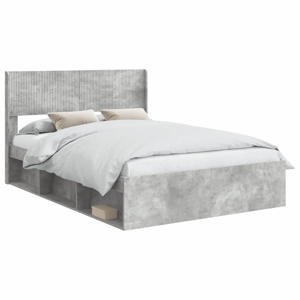 Struttura del letto con stoccaggio e testata Grigio Cemento 3414214