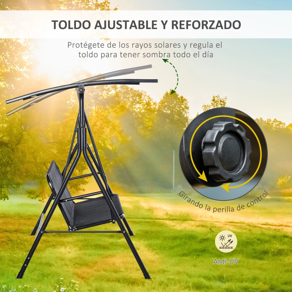 Altalena da giardino 2 posti con parasole ¨C zephmum ¨C 172x110x155 cm nero