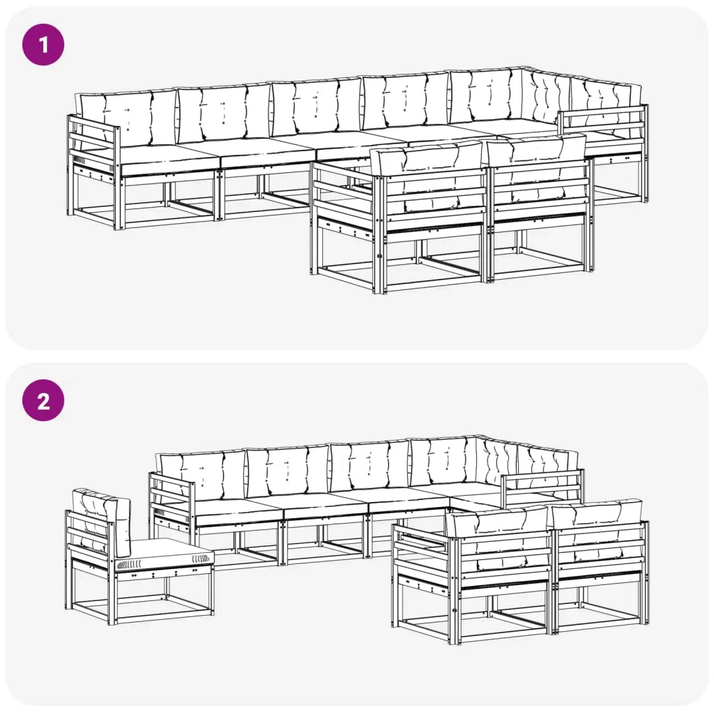Set di divani da esterno 6 pz Bianco e Antracite Poliestere 3386606