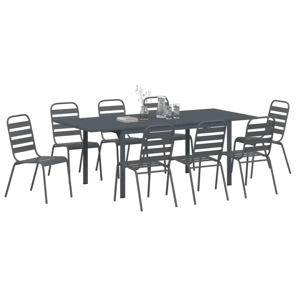 Set da Pranzo per Giardino 9 pcs Antracite