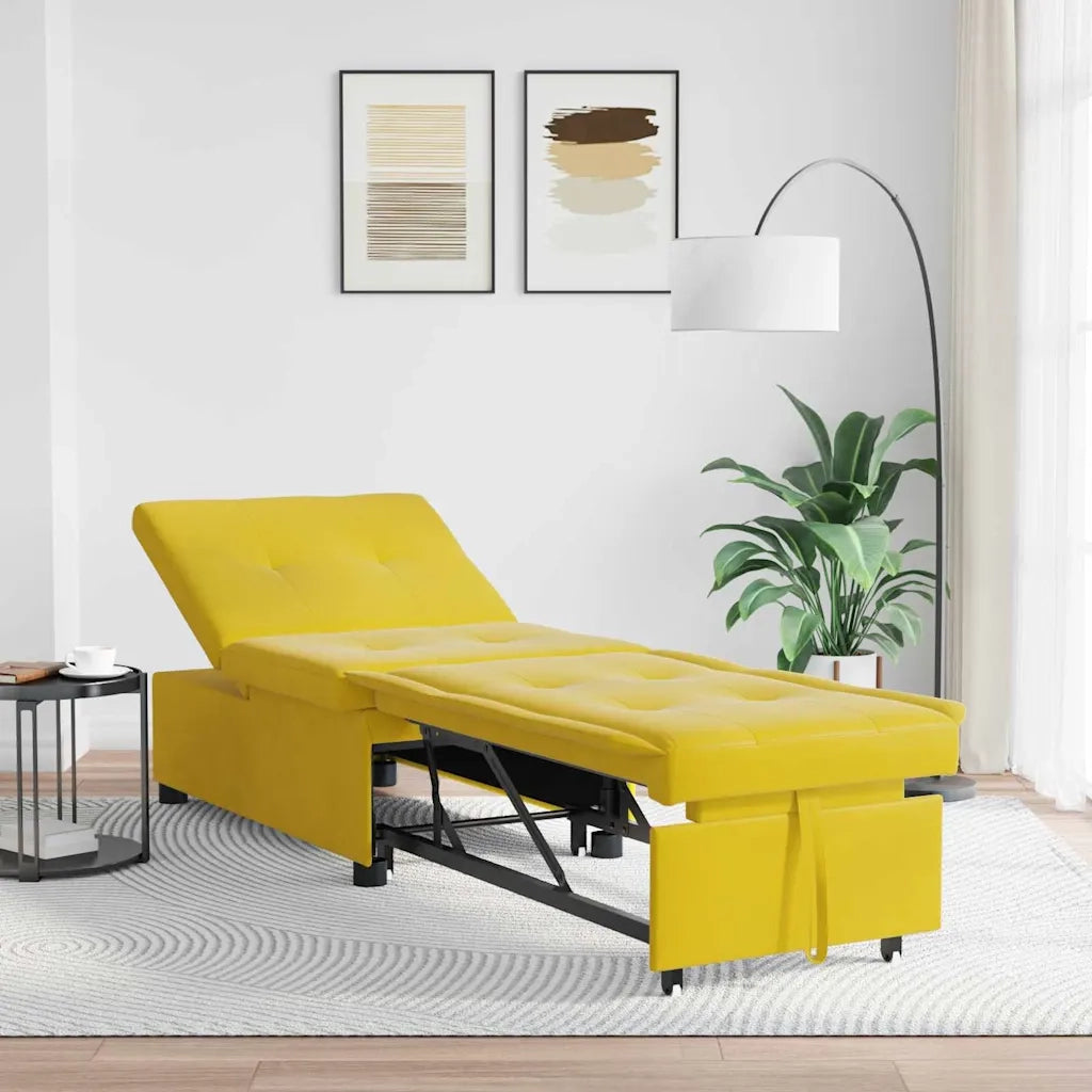 Divano letto Giallo 194 x 67 x 82 cm Velluto 42008601