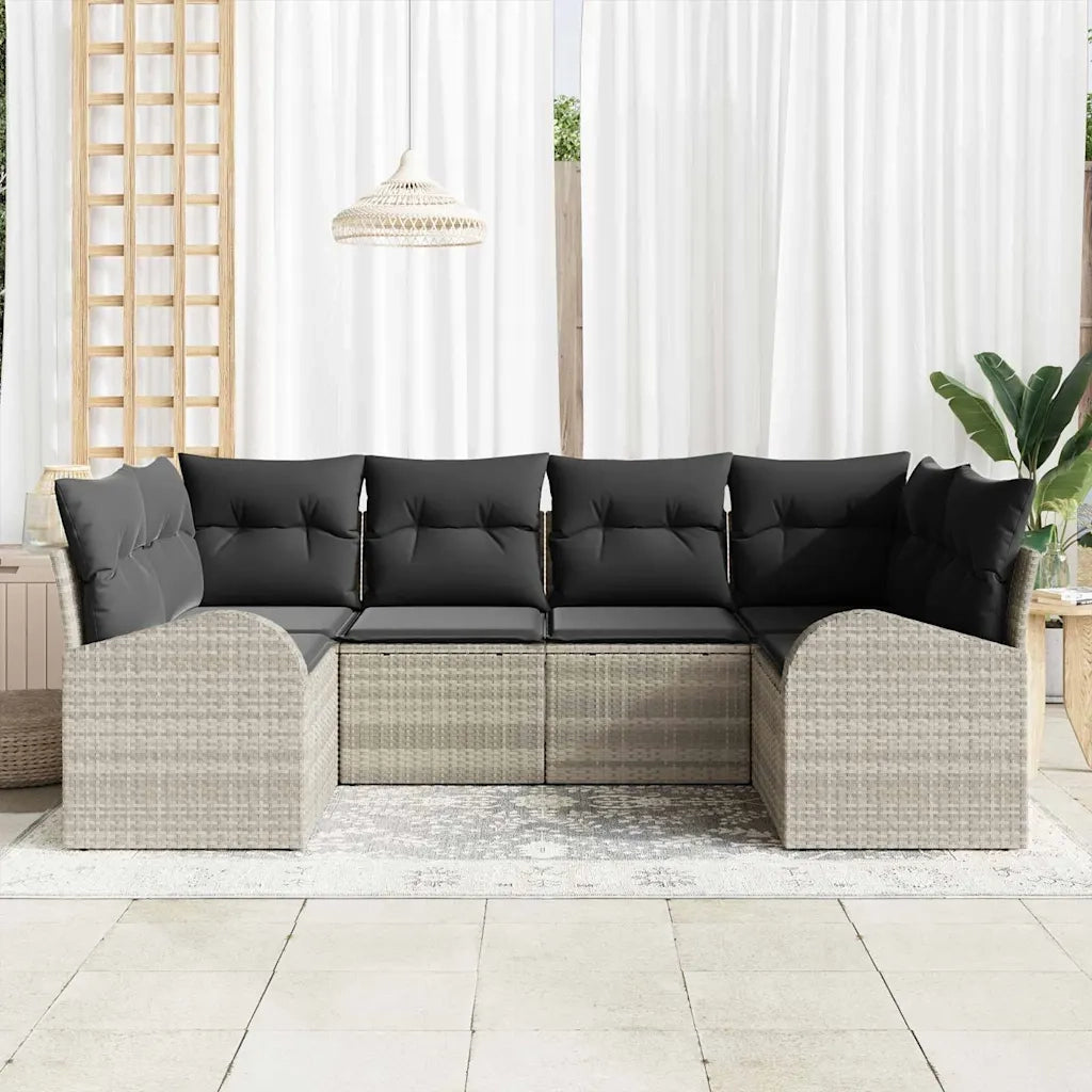 Set Divano da Giardino con cuscino 6 pcs Grigio chiaro