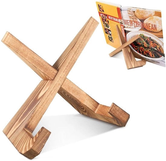 Supporto per libri da cucina in legno - Stile vintage - Ideale per la cucina - Supporto per tablet
