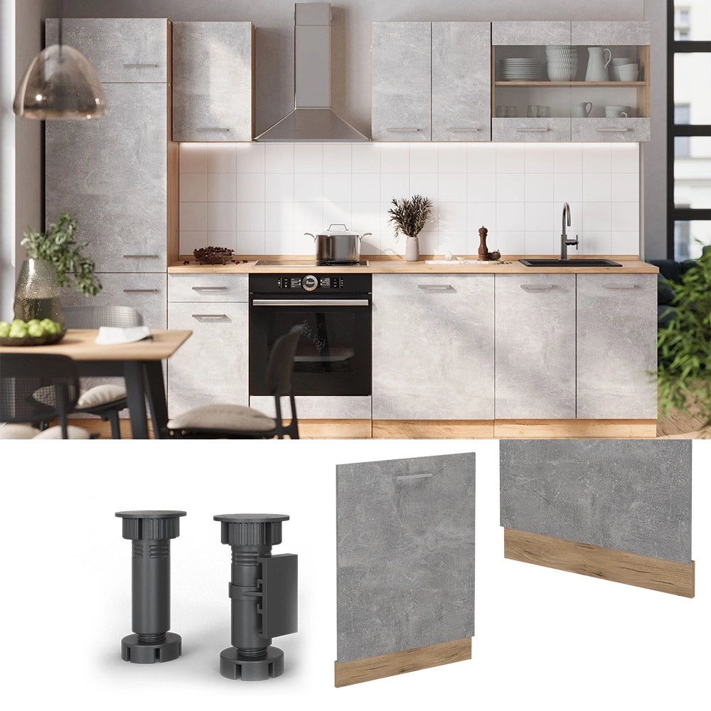 Pannello frontale della lavastoviglie R-Line Calcestruzzo/Rovere dorato 60 cm, PL Marmo Vicco