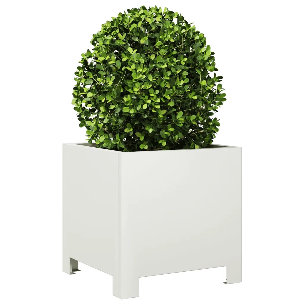 Fioriera | Cassetta per fiori | Vaso da Giardino Bianca 30x30x30 cm in Acciaio