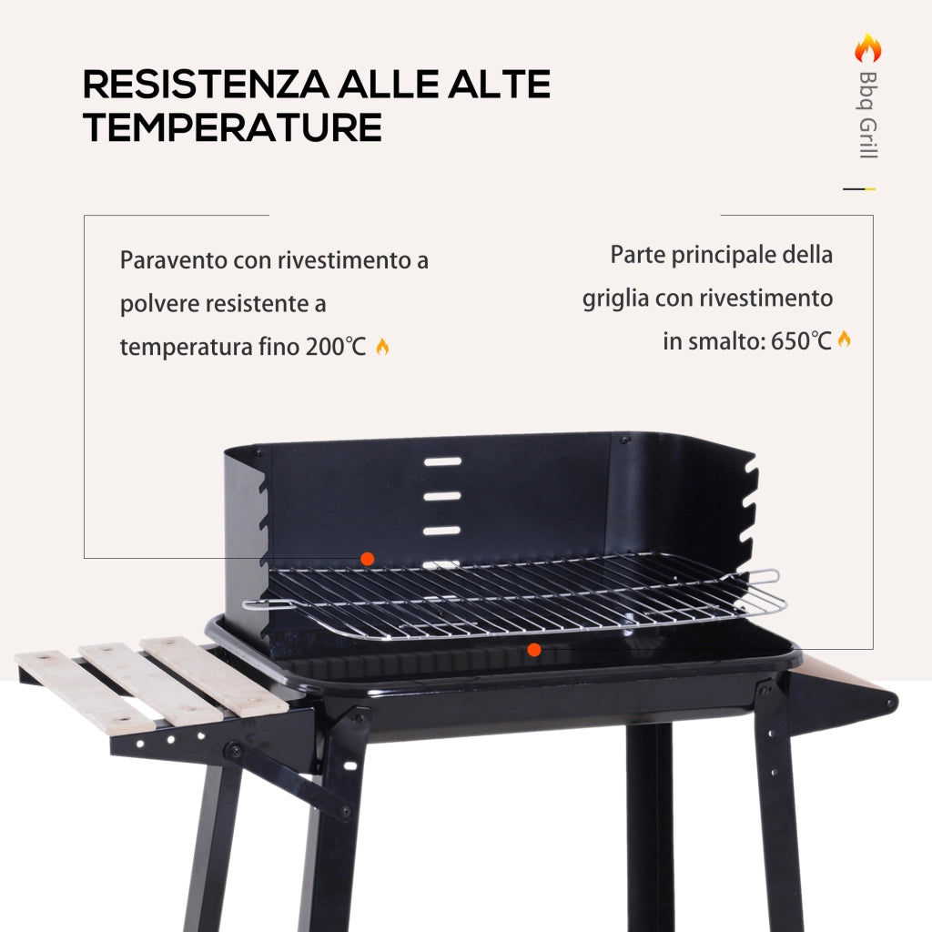 Barbecue a Carbone con Griglia Regolabile ¨C Xylo ¨C Nero 83x37x87cm