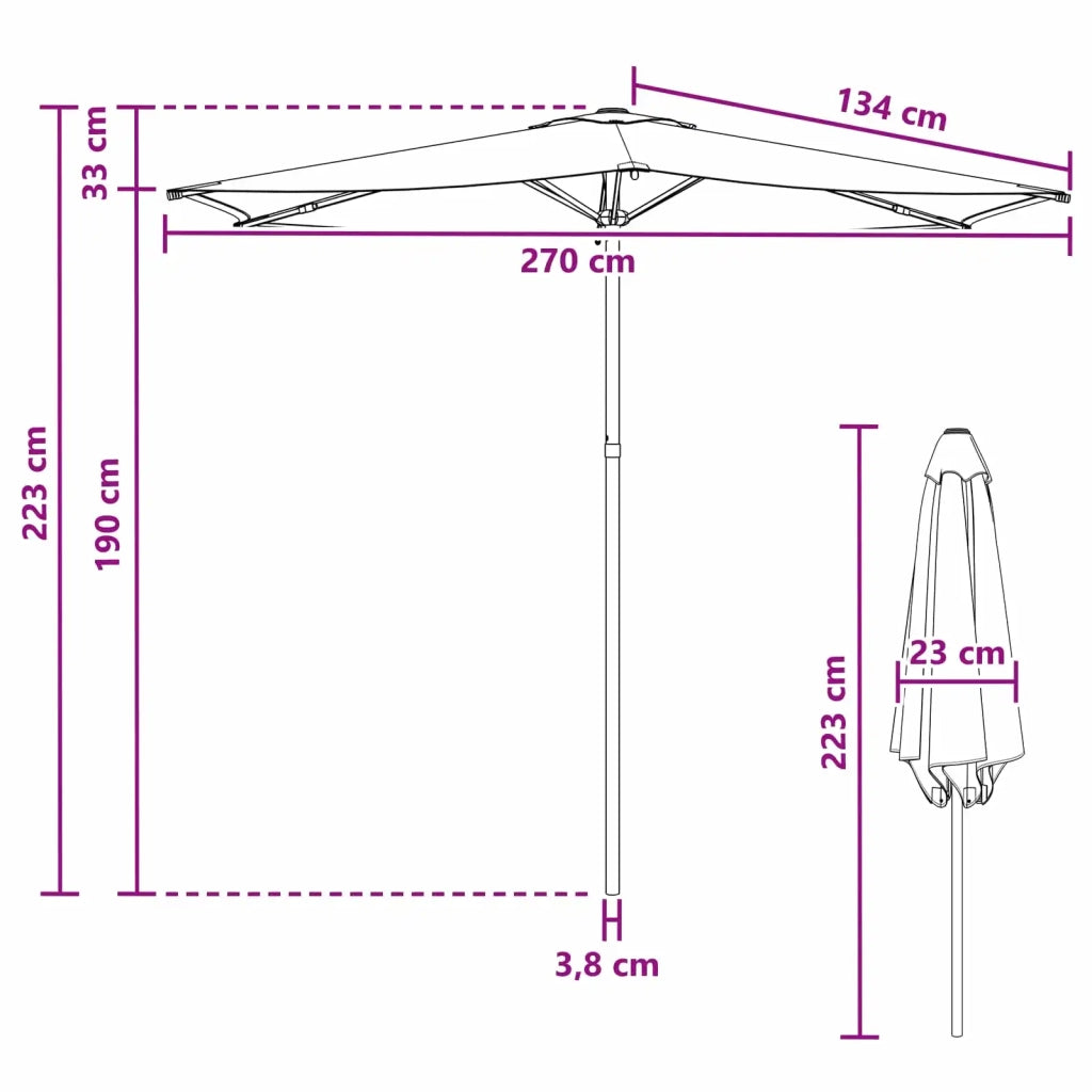 Ombrello da giardino 270 x 270 cm Poliestere Rettangolare 42036194