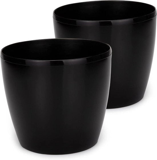 Set di vasi decorativi - set da 2 - neri - plastici - diametro 25 cm